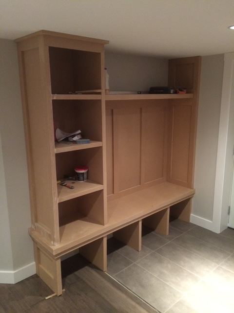 Built-in bench and shelving